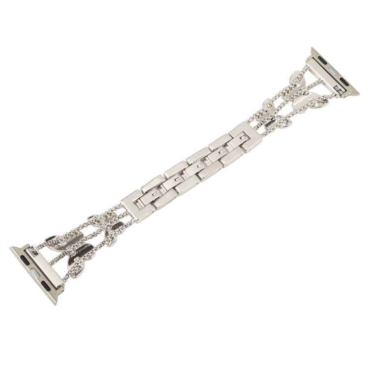 Butterfly Metal Diamond Watch Band For Apple Watch Ultra 49mm&Watch Ultra 2 49mm / Series 9&8&7 45mm / SE 3&SE 2&6&SE&5&4 44mm / 3&2&1 42mm(Starlight)