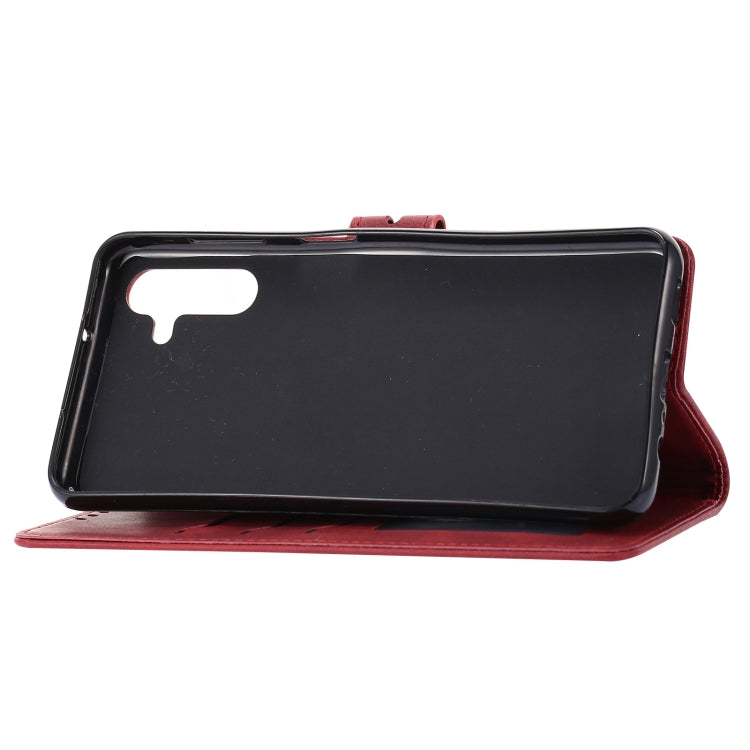 For Samsung Galaxy A34 5G Embossed Happy Cat Pattern Flip Leather Phone Case(Red) - free shipping - PMC TechLife - Order now!