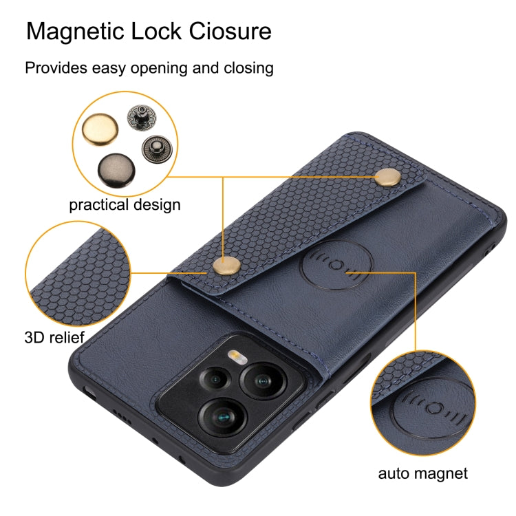 For Xiaomi Redmi Note 12 Pro+ 5G Global Double Buckle Magnetic Phone Case(Blue)