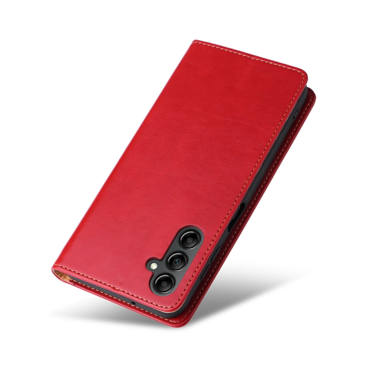 For Samsung Galaxy A14 5G Fierre Shann PU Genuine Leather Texture Leather Phone Case(Red) - free shipping - PMC TechLife - Order now!