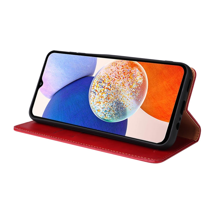 For Samsung Galaxy A14 5G Fierre Shann PU Genuine Leather Texture Leather Phone Case(Red) - free shipping - PMC TechLife - Order now!