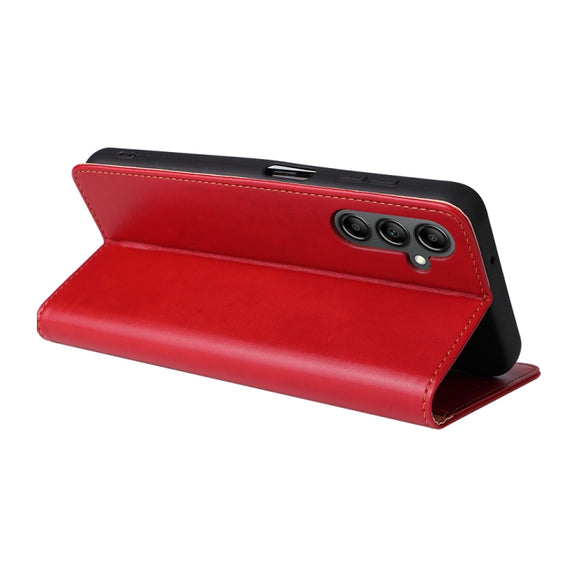 For Samsung Galaxy A14 5G Fierre Shann PU Genuine Leather Texture Leather Phone Case(Red)