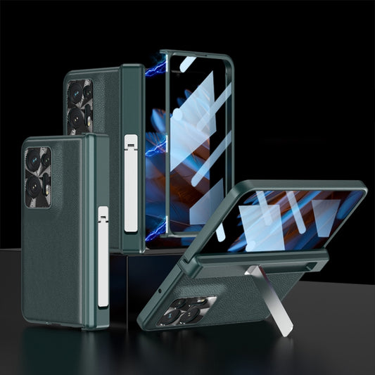 For OPPO Find N2 GKK Magnetic Hinge Flip Leather Phone Case with Holder(Green) - free shipping - PMC Jewellery - Order now!