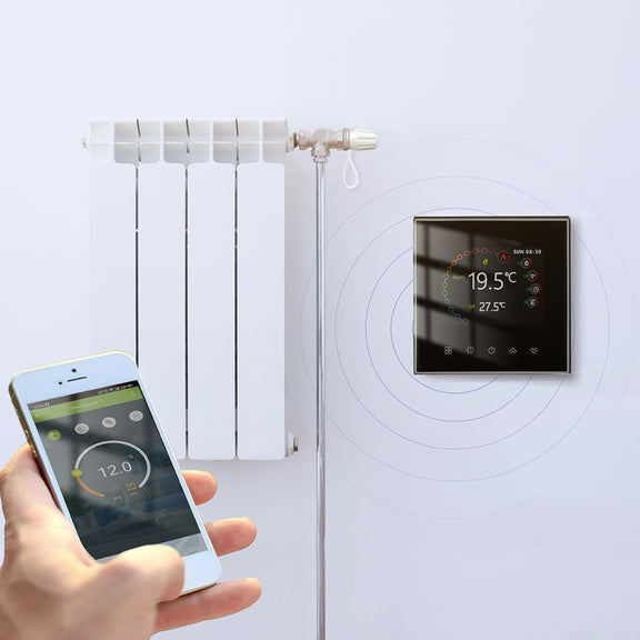 BHT-2002GBLM 220V Smart Home Heating Thermostat Electric Heating WiFi Thermostat with External Sensor Wire(Black)