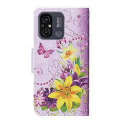 For Xiaomi Redmi 12C Colored Drawing Pattern Flip Leather Phone Case(Yellow Flower Butterfly)