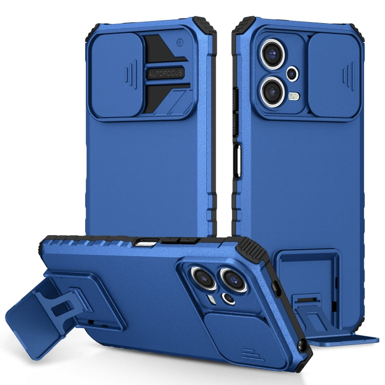 For Xiaomi Redmi Note 12 5G / Poco X5 Stereoscopic Holder Sliding Camshield Phone Case(Blue) - free shipping - PMC TechLife - Order now!