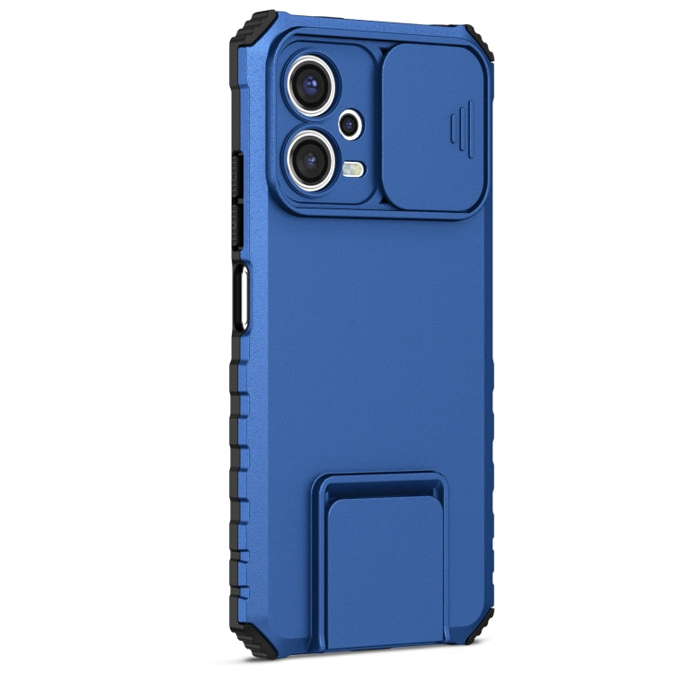 For Xiaomi Redmi Note 12 5G / Poco X5 Stereoscopic Holder Sliding Camshield Phone Case(Blue) - free shipping - PMC TechLife - Order now!