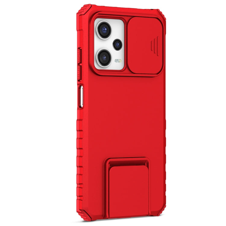 For Xiaomi Redmi Note 12 Pro 5G / Poco X5 Pro Stereoscopic Holder Sliding Camshield Phone Case(Red)