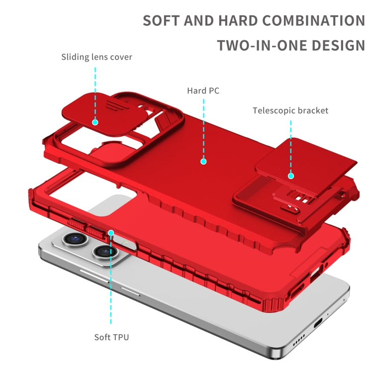 For Xiaomi Redmi Note 12 Pro 5G / Poco X5 Pro Stereoscopic Holder Sliding Camshield Phone Case(Red) - free shipping - PMC TechLife - Order now!