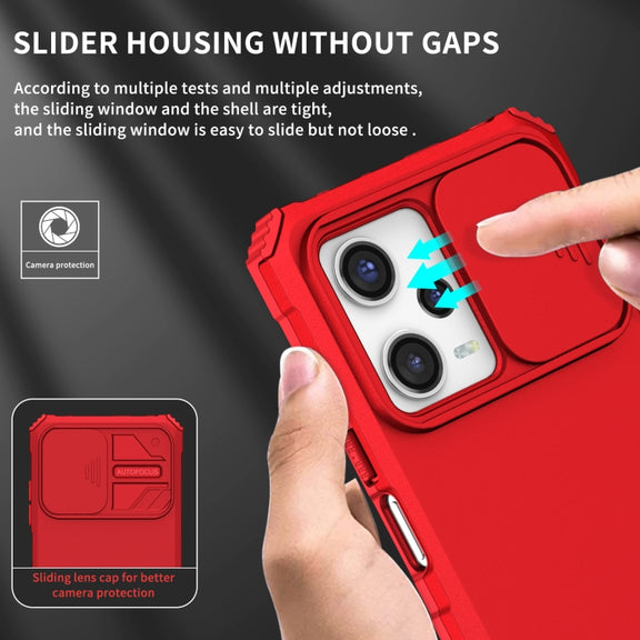 For Xiaomi Redmi Note 12 Pro 5G / Poco X5 Pro Stereoscopic Holder Sliding Camshield Phone Case(Red)