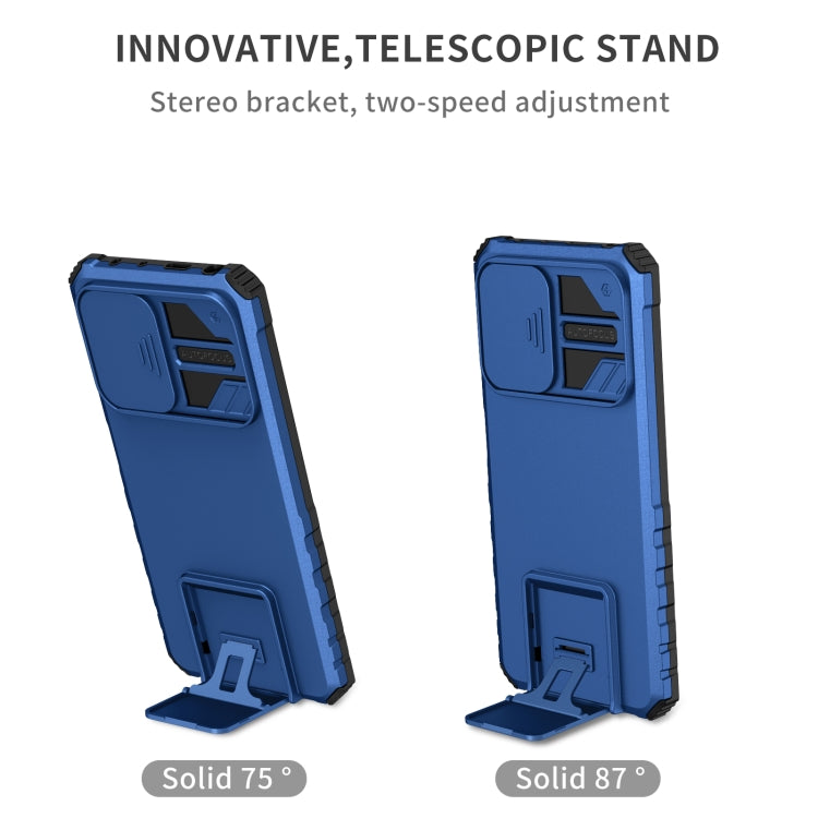 For Xiaomi Redmi Note 12 Pro 5G / Poco X5 Pro Stereoscopic Holder Sliding Camshield Phone Case(Blue)