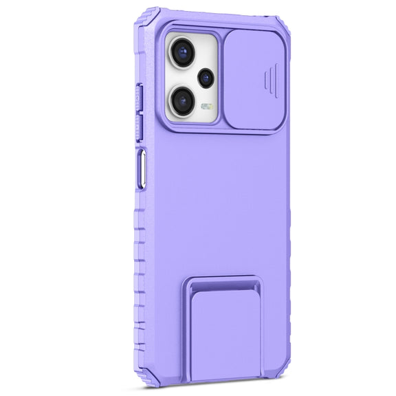 For Xiaomi Redmi Note 12 Pro 5G / Poco X5 Pro Stereoscopic Holder Sliding Camshield Phone Case(Purple)