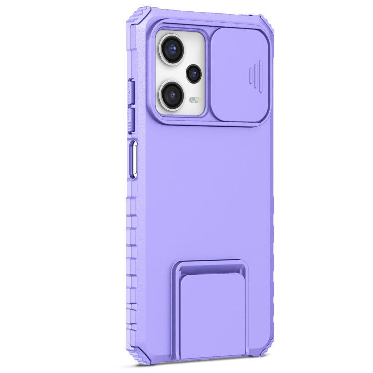 For Xiaomi Redmi Note 12 Pro 5G / Poco X5 Pro Stereoscopic Holder Sliding Camshield Phone Case(Purple)