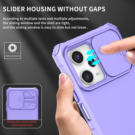 For Xiaomi Redmi Note 12 Pro 5G / Poco X5 Pro Stereoscopic Holder Sliding Camshield Phone Case(Purple)
