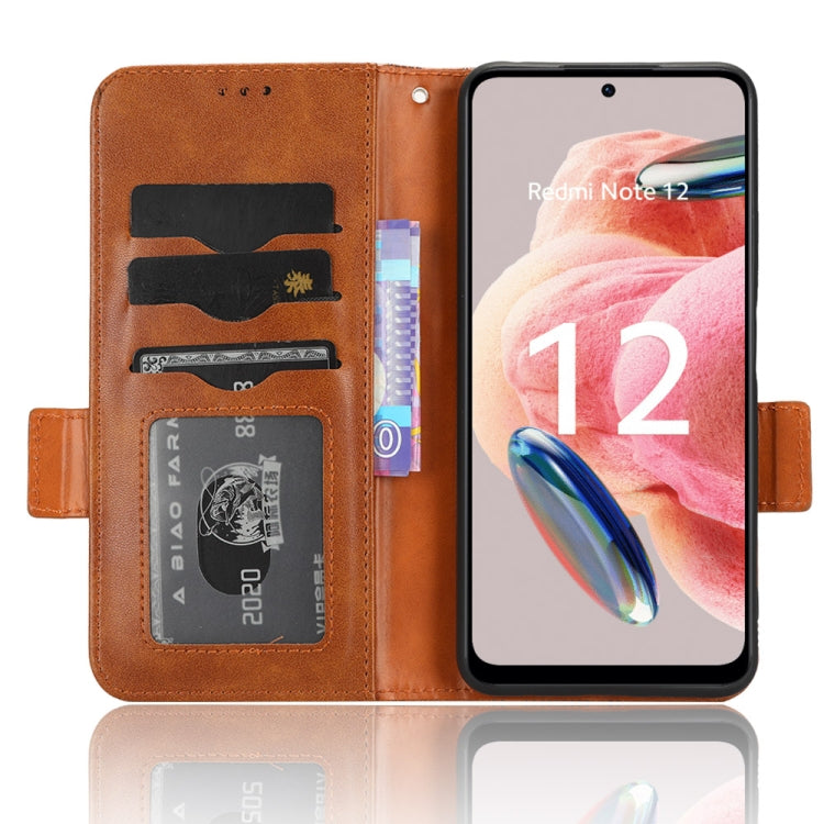 For Xiaomi Redmi Note 12 4G Global Symmetrical Triangle Leather Phone Case(Brown) - free shipping - PMC TechLife - Order now!