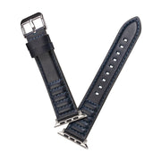 Oil Wax Genuine Leather Watch Band For Apple Watch Ultra 49mm&Watch Ultra 2 49mm / Series 9&8&7 45mm / SE 3&SE 2&6&SE&5&4 44mm / 3&2&1 42mm (Blue)