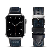 Oil Wax Genuine Leather Watch Band For Apple Watch Ultra 49mm&Watch Ultra 2 49mm / Series 9&8&7 45mm / SE 3&SE 2&6&SE&5&4 44mm / 3&2&1 42mm (Blue)