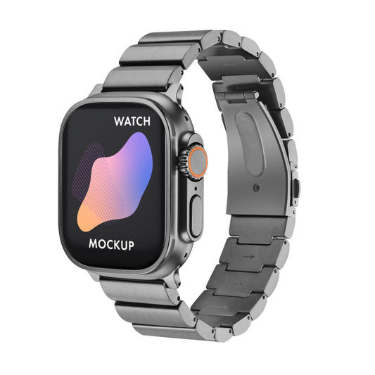 Flat Buckle Titanium Alloy Watch Band For Apple Watch Ultra 49mm&Watch Ultra 2 49mm / Series 9&8&7 45mm / SE 3&SE 2&6&SE&5&4 44mm / 3&2&1 42mm (Gray) - Watch Bands by PMC Jewellery | Online Shopping South Africa | PMC Jewellery | Buy Now Pay Later Mobicred