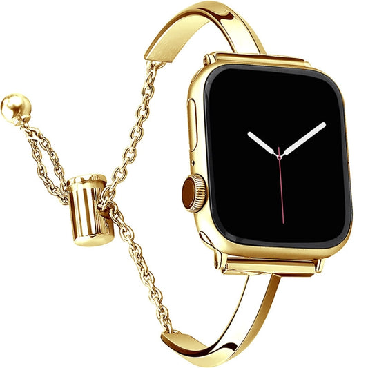 Stainless Steel Bracelet Watch Band For Apple Watch Ultra 49mm&Watch Ultra 2 49mm / Series 9&8&7 45mm / SE 3&SE 2&6&SE&5&4 44mm / 3&2&1 42mm(Gold) - Watch Bands by PMC Jewellery | Online Shopping South Africa | PMC Jewellery | Buy Now Pay Later Mobicred