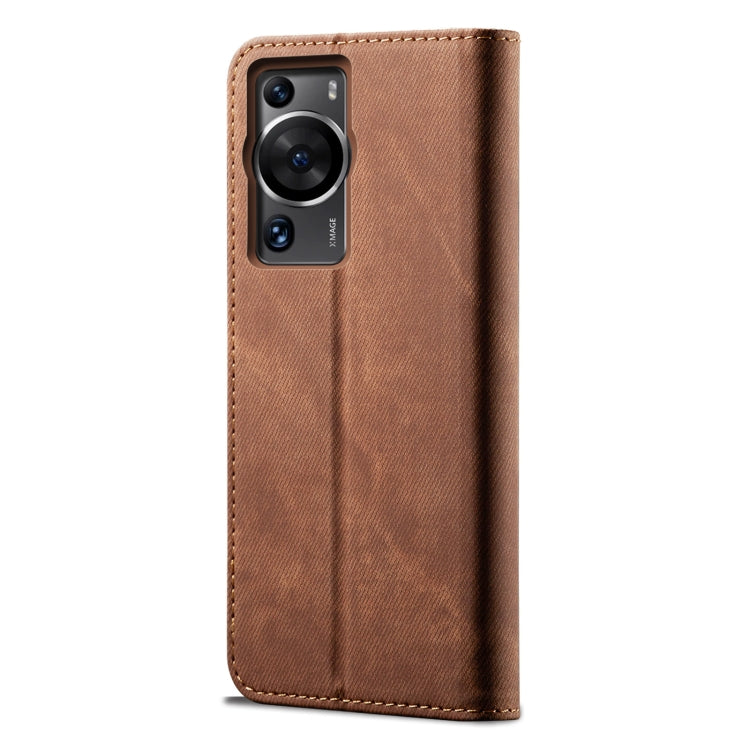 For Huawei P60/P60 Pro Denim Texture Leather Phone Case(Brown)