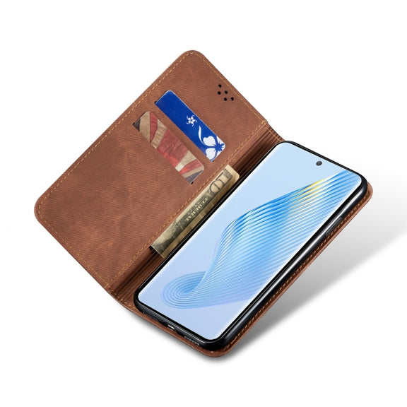 For Huawei P60/P60 Pro Denim Texture Leather Phone Case(Brown)