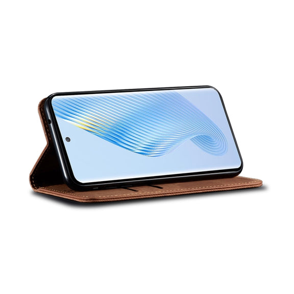 For Huawei P60/P60 Pro Denim Texture Leather Phone Case(Brown)