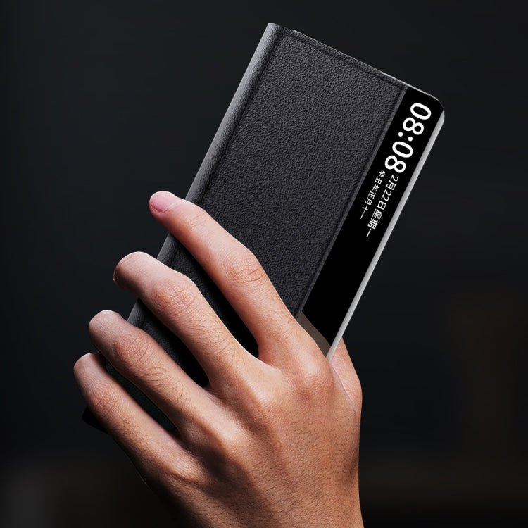 For Huawei Mate X3 Plain Magnetic Phone Case with Smart View Window & Holder(Black) - free shipping - PMC TechLife - Order now!