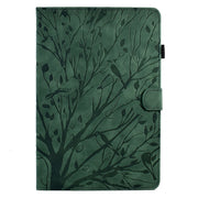 For Amazon Fire HD 10 Plus / HD 10 2021 Fortune Tree Pressure Flower PU Tablet Case with Wake-up / Sleep Function(Green)
