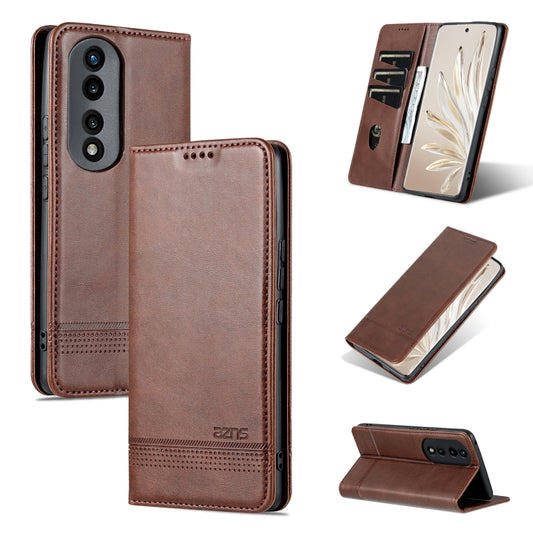 For Honor 90 AZNS Magnetic Calf Texture Flip Leather Phone Case(Dark Brown) - Honor Cases by AZNS | Online Shopping South Africa | PMC Jewellery | Buy Now Pay Later Mobicred