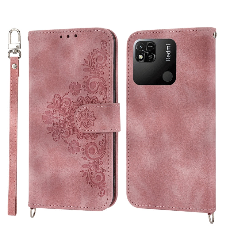 For Xiaomi Redmi 12C/11A Skin-feel Flowers Embossed Wallet Leather Phone Case(Pink) - free shipping - PMC TechLife - Order now!