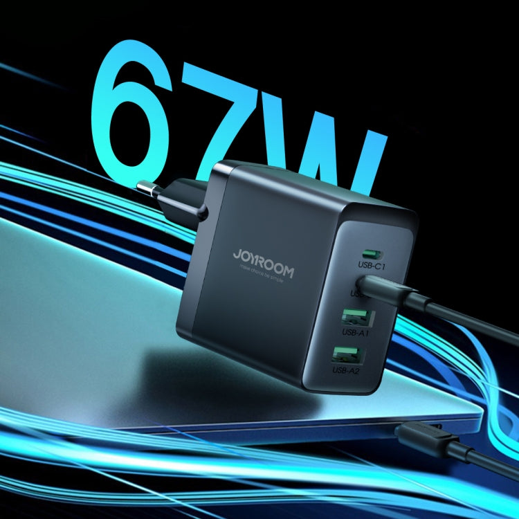 JOYROOM TCG02 Gallium Nitride 67W Dual USB+Dual USB-C/Type-C Multi-Port Charger Set, Specification:EU Plug(Black) - free shipping - PMC TechLife - Order now!