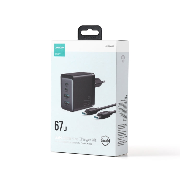 JOYROOM TCG02 Gallium Nitride 67W Dual USB+Dual USB-C/Type-C Multi-Port Charger Set, Specification:EU Plug(Black) - free shipping - PMC TechLife - Order now!