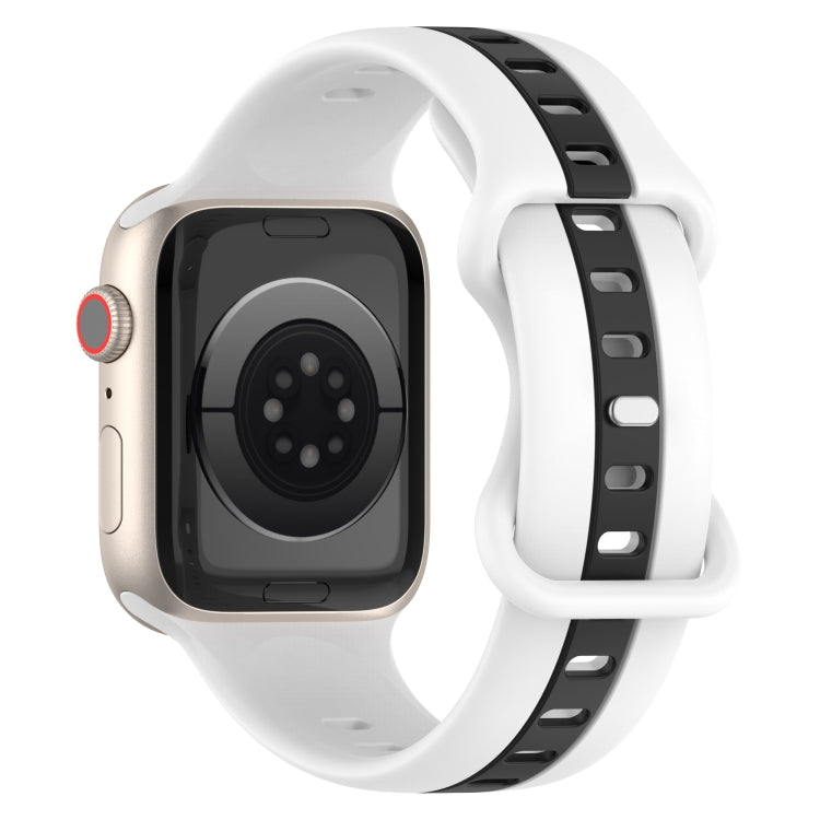Nail Buckle Two-color Watch Band For Apple Watch Ultra 49mm / Series 8&7 45mm / SE 2&6&SE&5&4 44mm / 3&2&1 42mm(White Black)