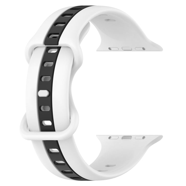 Nail Buckle Two-color Watch Band For Apple Watch Ultra 49mm / Series 8&7 45mm / SE 2&6&SE&5&4 44mm / 3&2&1 42mm(White Black) - Smart Wear by PMC TechLife | Online Shopping South Africa | PMC TechLife
