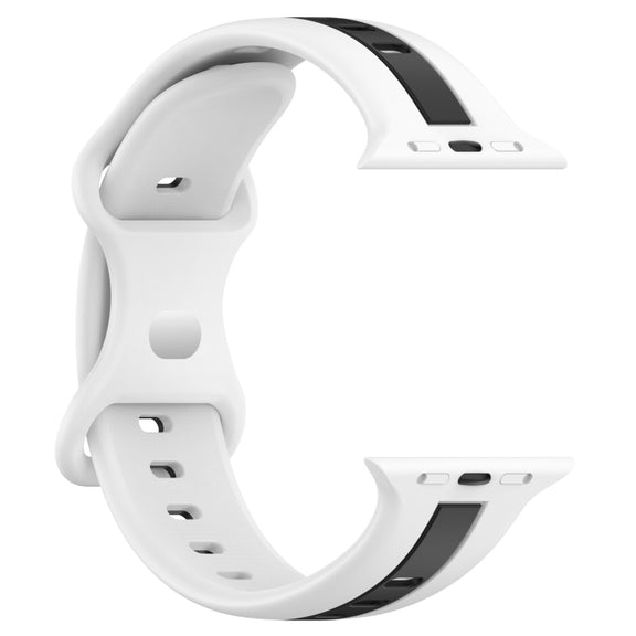 Nail Buckle Two-color Watch Band For Apple Watch Ultra 49mm / Series 8&7 45mm / SE 2&6&SE&5&4 44mm / 3&2&1 42mm(White Black)