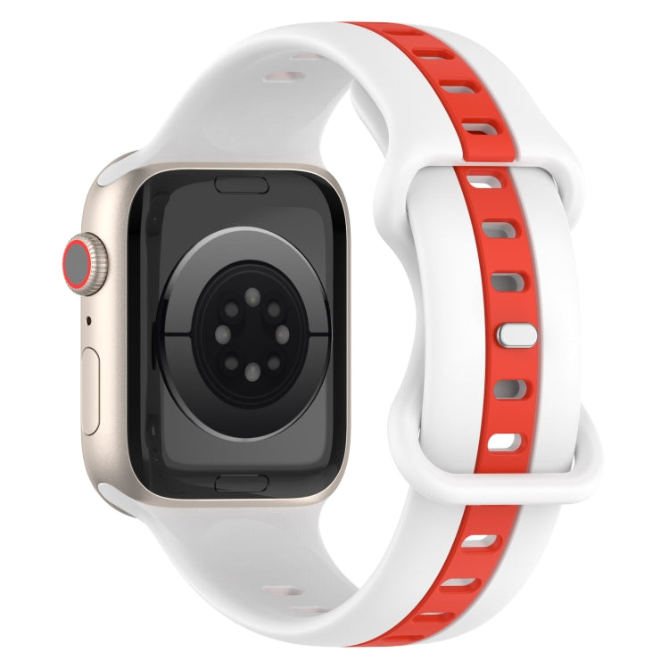 Nail Buckle Two-color Watch Band For Apple Watch Ultra 49mm / Series 8&7 45mm / SE 2&6&SE&5&4 44mm / 3&2&1 42mm(White Red)