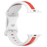Nail Buckle Two-color Watch Band For Apple Watch Ultra 49mm / Series 8&7 45mm / SE 2&6&SE&5&4 44mm / 3&2&1 42mm(White Red)