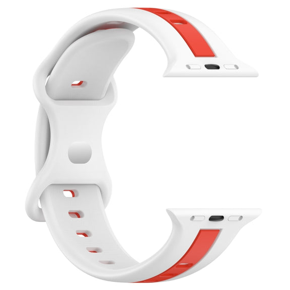 Nail Buckle Two-color Watch Band For Apple Watch Ultra 49mm / Series 8&7 45mm / SE 2&6&SE&5&4 44mm / 3&2&1 42mm(White Red)