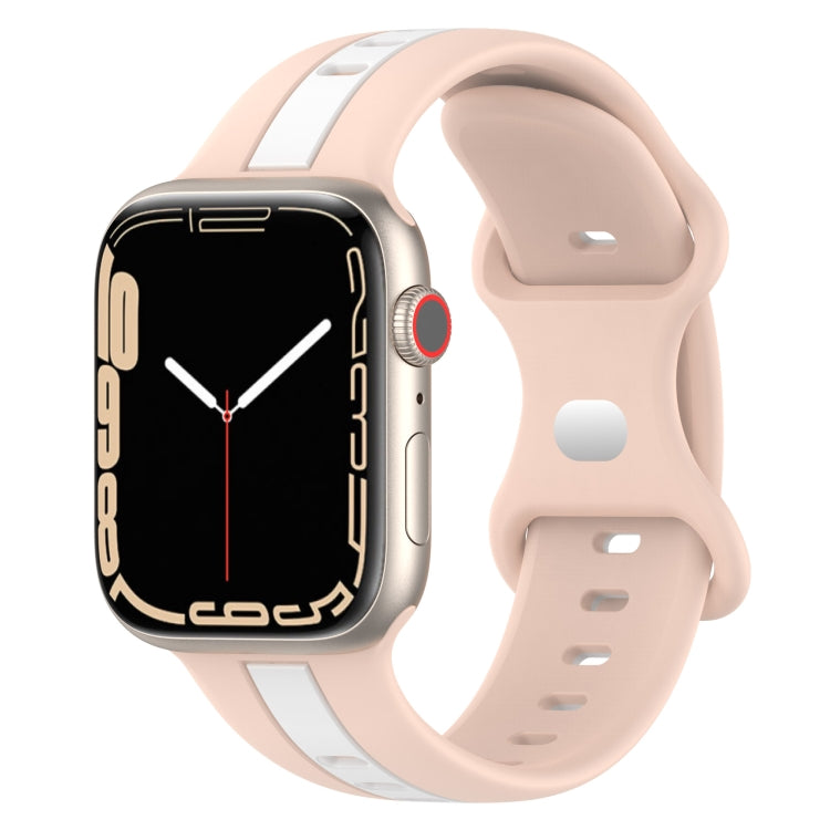 Nail Buckle Two-color Watch Band For Apple Watch Ultra 49mm / Series 8&7 45mm / SE 2&6&SE&5&4 44mm / 3&2&1 42mm(Pink White) -  by PMC TechLife | Online Shopping South Africa | PMC TechLife