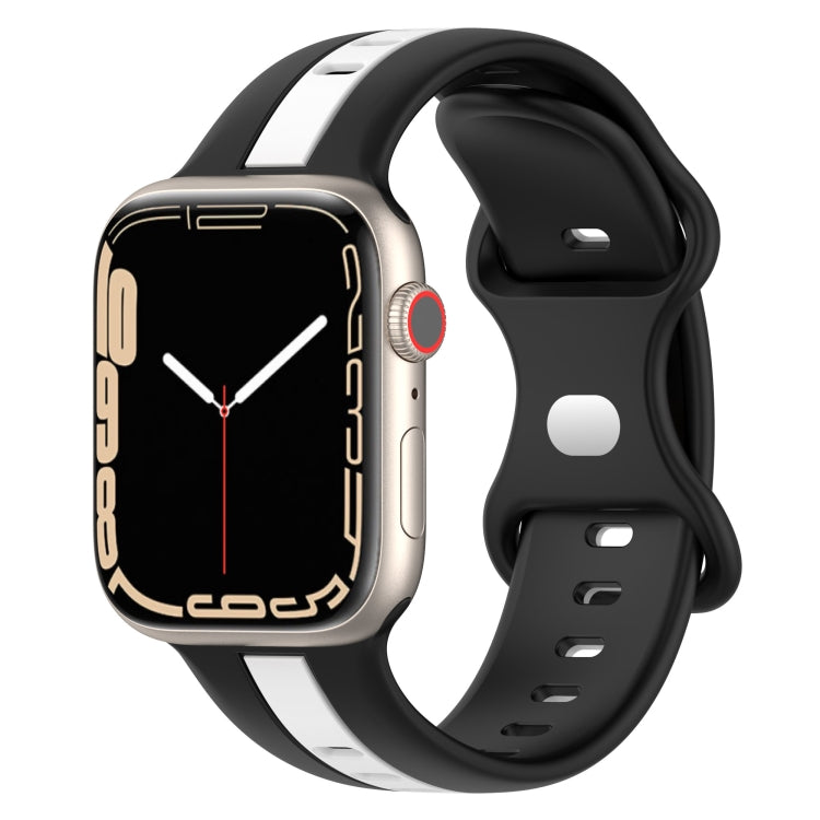 Nail Buckle Two-color Watch Band For Apple Watch Ultra 49mm / Series 8&7 45mm / SE 2&6&SE&5&4 44mm / 3&2&1 42mm(Black White) -  by PMC TechLife | Online Shopping South Africa | PMC TechLife