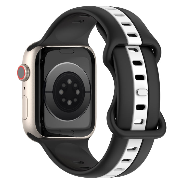 Nail Buckle Two-color Watch Band For Apple Watch Ultra 49mm / Series 8&7 45mm / SE 2&6&SE&5&4 44mm / 3&2&1 42mm(Black White) -  by PMC TechLife | Online Shopping South Africa | PMC TechLife