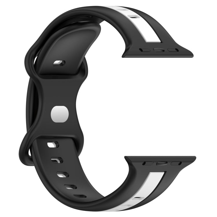 Nail Buckle Two-color Watch Band For Apple Watch Ultra 49mm / Series 8&7 45mm / SE 2&6&SE&5&4 44mm / 3&2&1 42mm(Black White) -  by PMC TechLife | Online Shopping South Africa | PMC TechLife