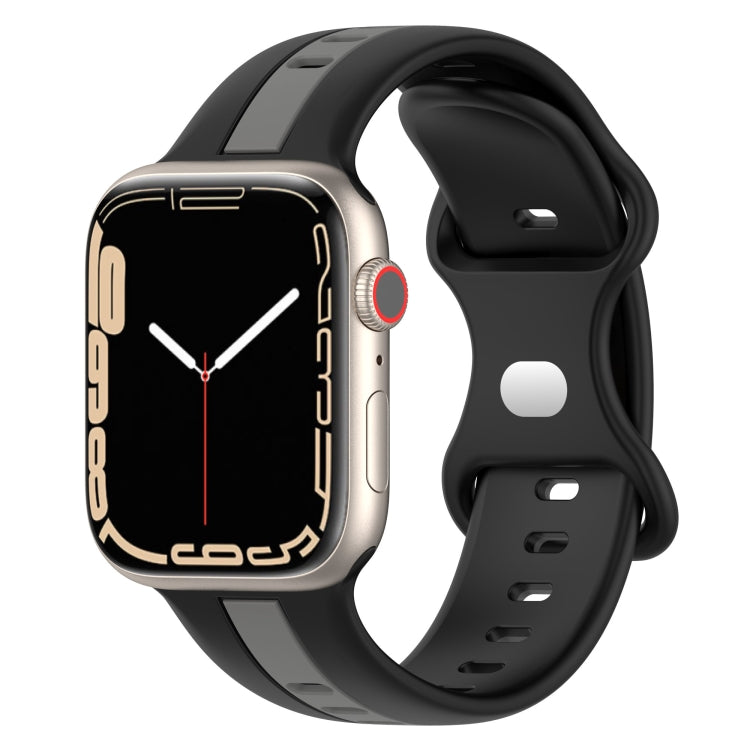 Nail Buckle Two-color Watch Band For Apple Watch Ultra 49mm / Series 8&7 45mm / SE 2&6&SE&5&4 44mm / 3&2&1 42mm(Black Grey) -  by PMC TechLife | Online Shopping South Africa | PMC TechLife