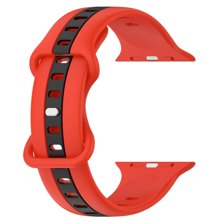 Nail Buckle Two-color Watch Band For Apple Watch Ultra 49mm / Series 8&7 45mm / SE 2&6&SE&5&4 44mm / 3&2&1 42mm(Red Black) -  by PMC TechLife | Online Shopping South Africa | PMC TechLife