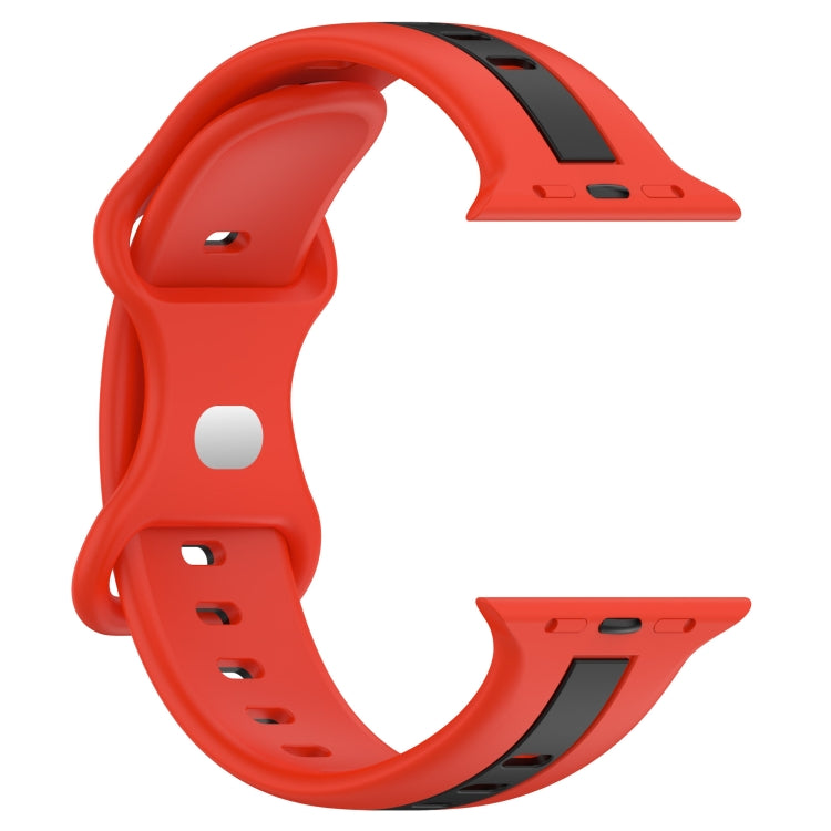 Nail Buckle Two-color Watch Band For Apple Watch Ultra 49mm / Series 8&7 45mm / SE 2&6&SE&5&4 44mm / 3&2&1 42mm(Red Black) -  by PMC TechLife | Online Shopping South Africa | PMC TechLife