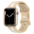 Nail Buckle Two-color Watch Band For Apple Watch Ultra 49mm / Series 8&7 45mm / SE 2&6&SE&5&4 44mm / 3&2&1 42mm(Khaki White) - Smart Wear by PMC TechLife | Online Shopping South Africa | PMC TechLife