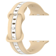 Nail Buckle Two-color Watch Band For Apple Watch Ultra 49mm / Series 8&7 45mm / SE 2&6&SE&5&4 44mm / 3&2&1 42mm(Khaki White)