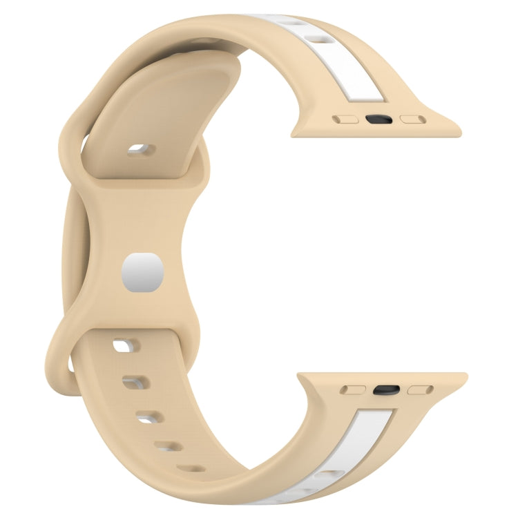 Nail Buckle Two-color Watch Band For Apple Watch Ultra 49mm / Series 8&7 45mm / SE 2&6&SE&5&4 44mm / 3&2&1 42mm(Khaki White)