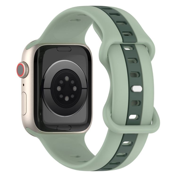 Nail Buckle Two-color Watch Band For Apple Watch Ultra 49mm / Series 8&7 45mm / SE 2&6&SE&5&4 44mm / 3&2&1 42mm(Light Green + Dark Green) -  by PMC TechLife | Online Shopping South Africa | PMC TechLife