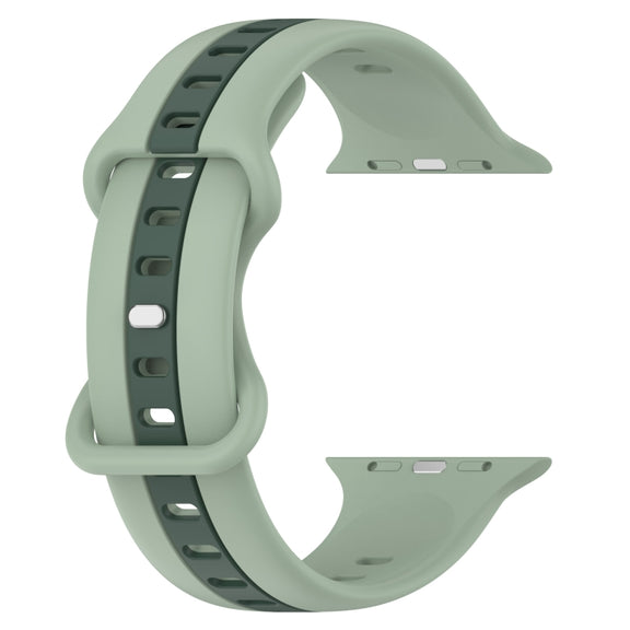 Nail Buckle Two-color Watch Band For Apple Watch Ultra 49mm / Series 8&7 45mm / SE 2&6&SE&5&4 44mm / 3&2&1 42mm(Light Green + Dark Green)